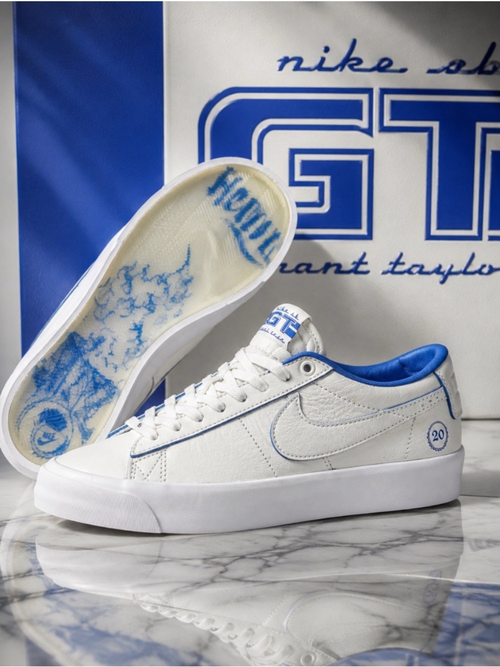 Nike GT Low Skate Sneakers in White & Blue US 8 Brand New